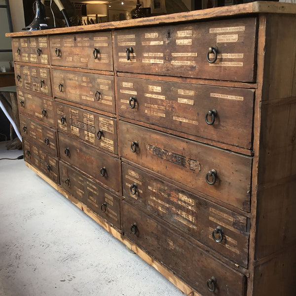 Stunning Vintage Large Bank of Drawers