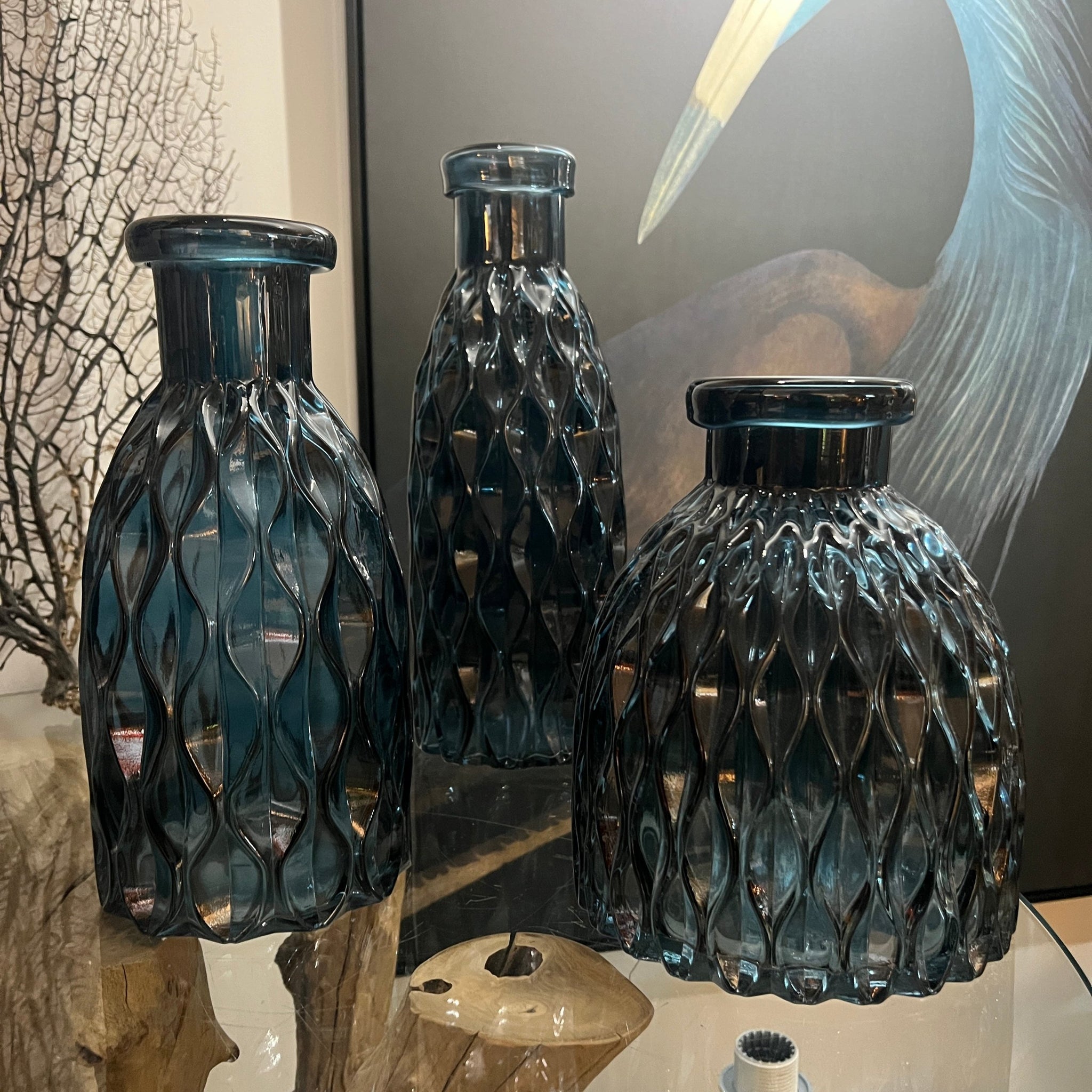 Squat Aztec Deep Blue Glass Vase Doris Brixham