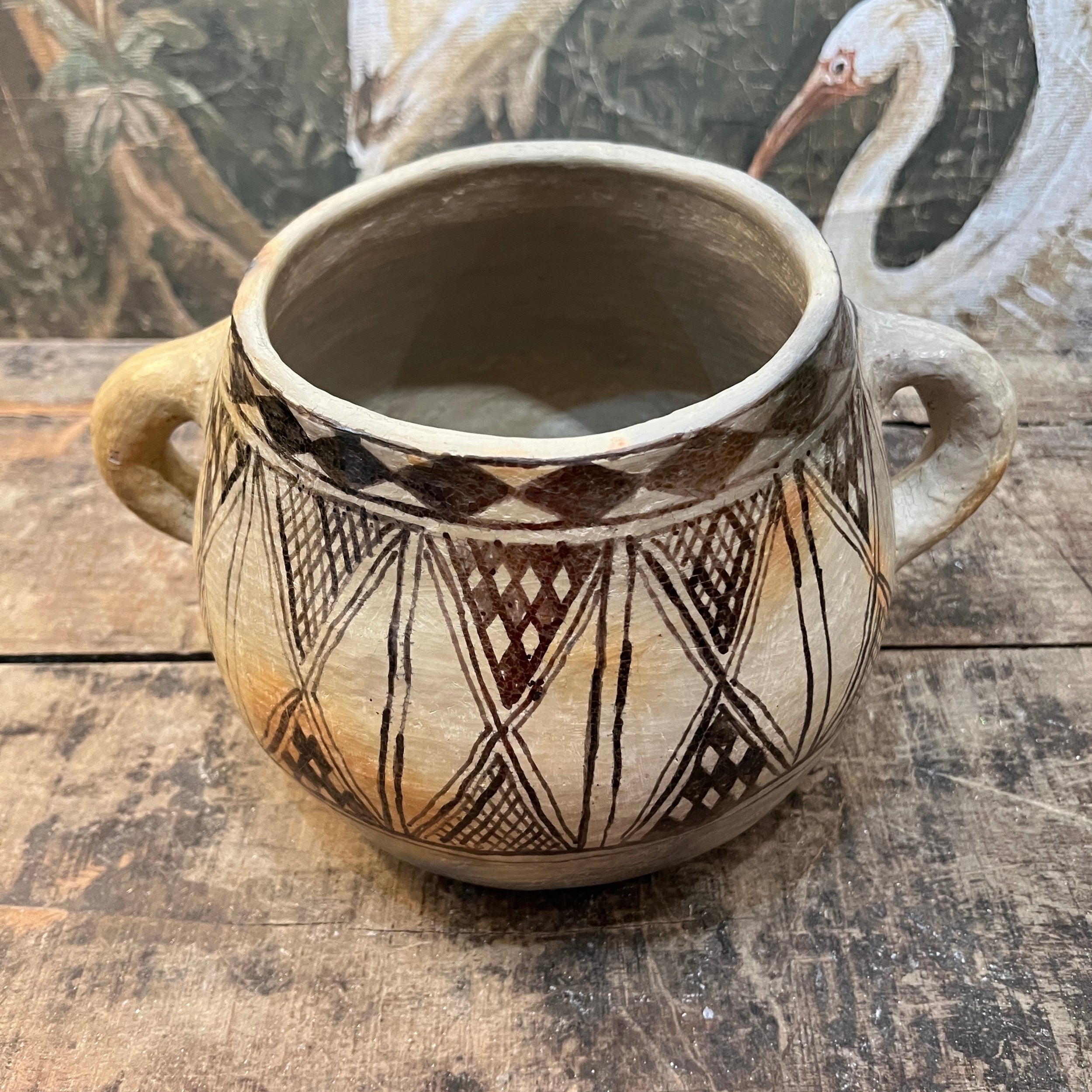Natural Clay Berber Hand Painted Pot Doris Brixham