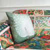 Green Velvet Peacock cushion 2