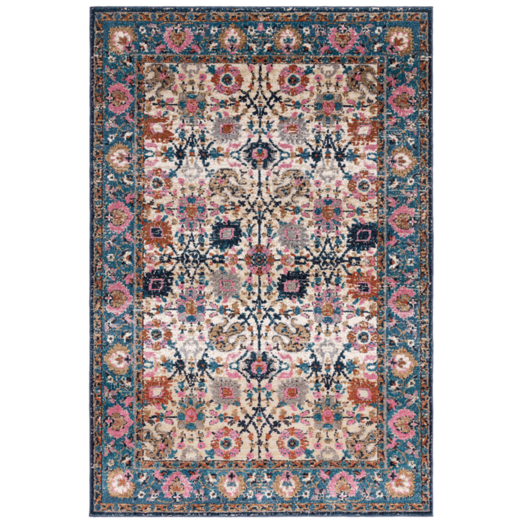 Decorative rug with floral pattern on a white background