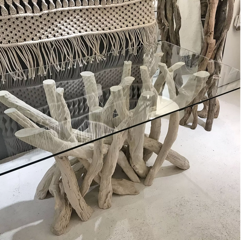 6 Seat Bleached Driftwood Rectangular Dining Table Base Only