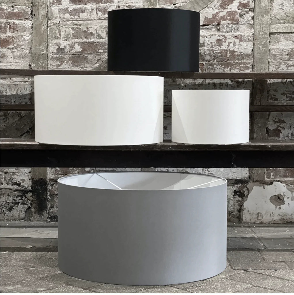White Grey Black 60cm Drum Shade