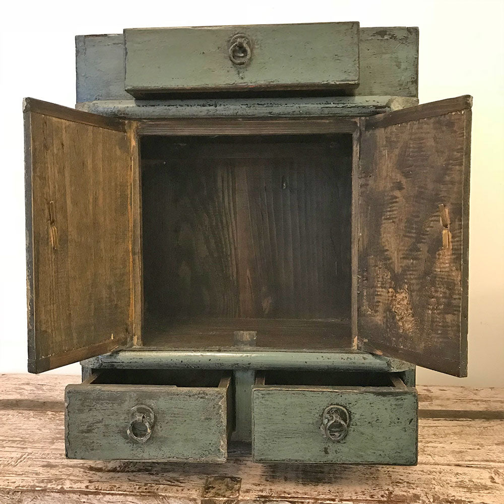 Deep Teal Lacquered Mini Cabinet A