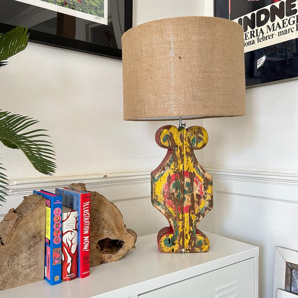 Distressed Multi Coloured Mahogany Lamp B