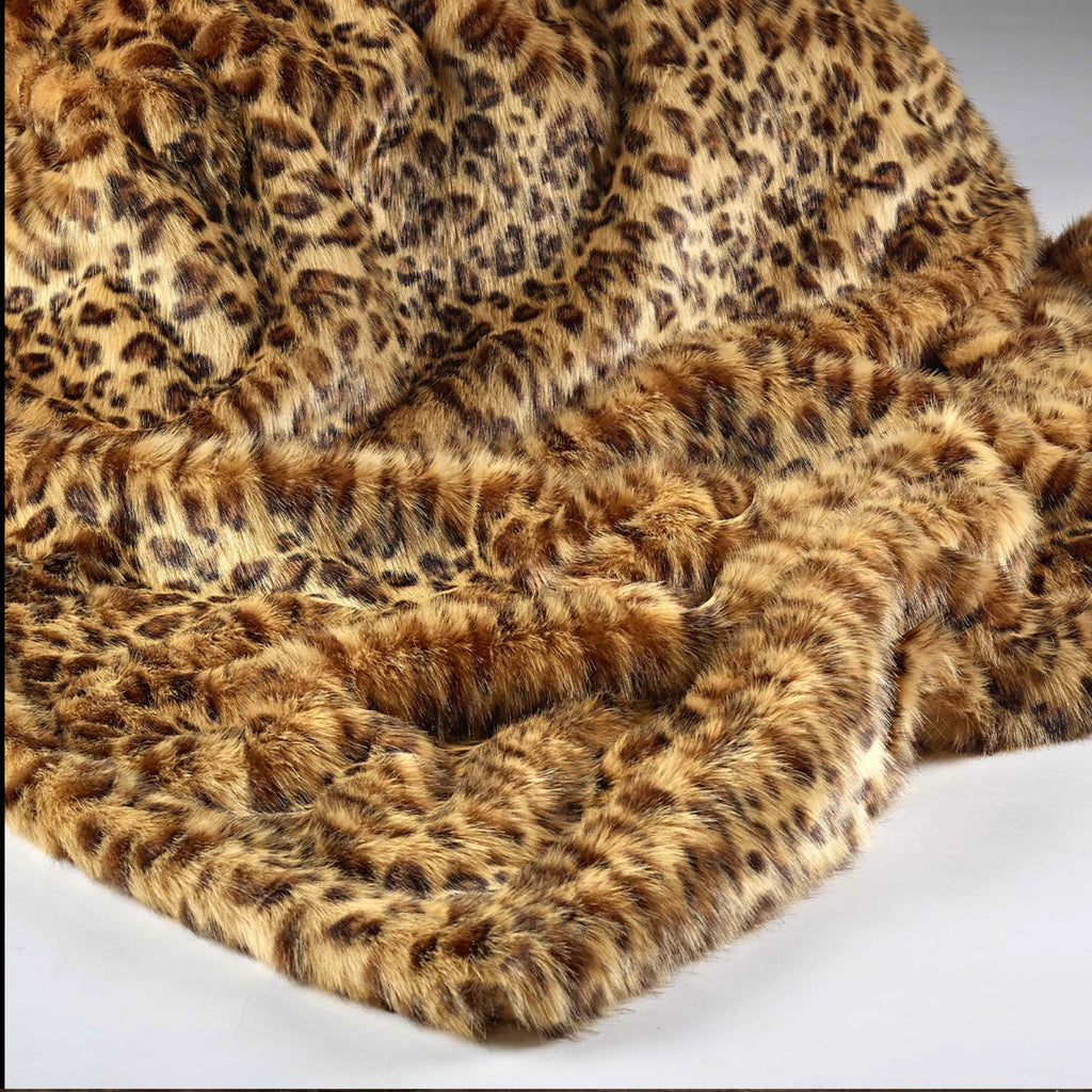 GOLD LEOPARD Faux Fur Throw 140cm x 240cm