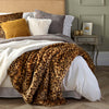 GOLD LEOPARD Faux Fur Throw 140cm x 240cm