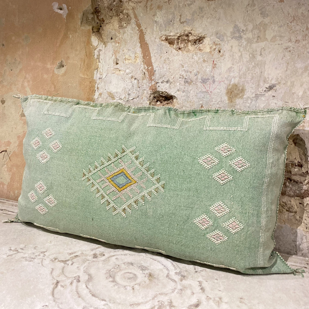 Apple Green Cacti Silk Cushion 52cm x 90cm