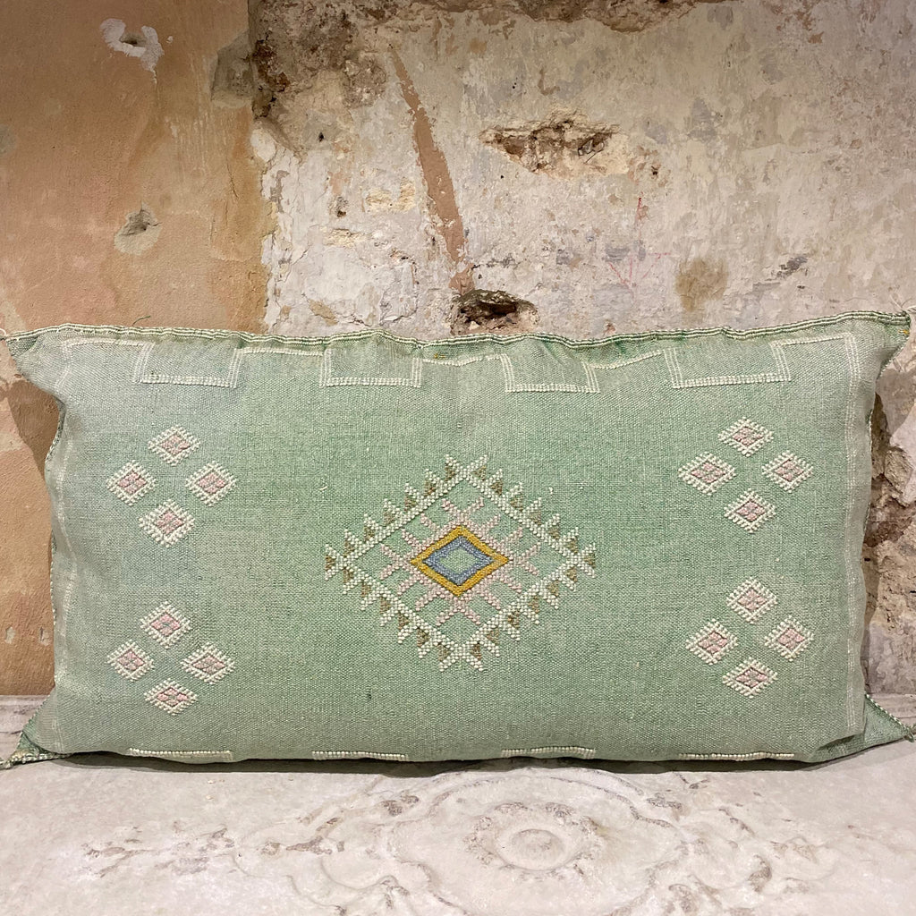 Apple Green Cacti Silk Cushion 52cm x 90cm