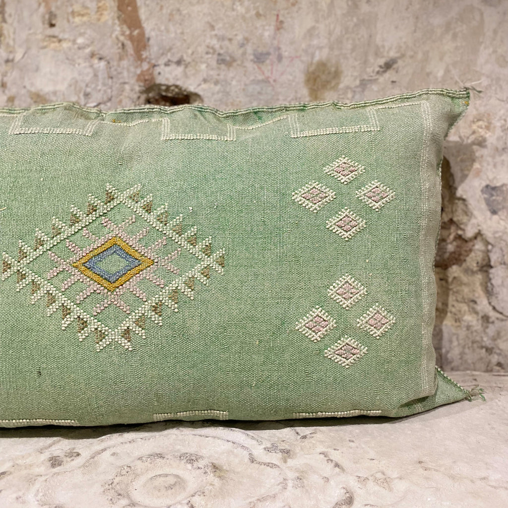 Apple Green Cacti Silk Cushion 52cm x 90cm