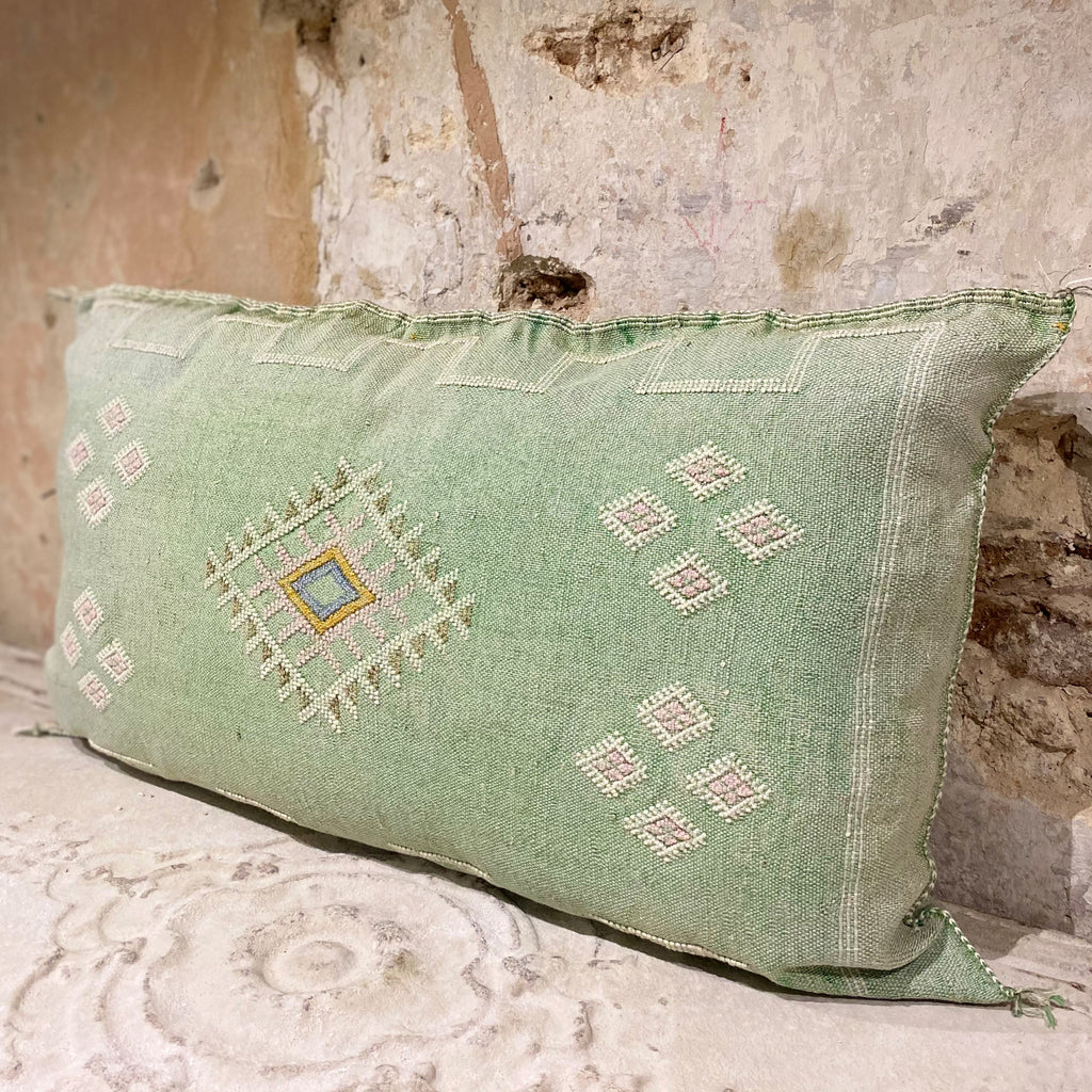 Apple Green Cacti Silk Cushion 52cm x 90cm
