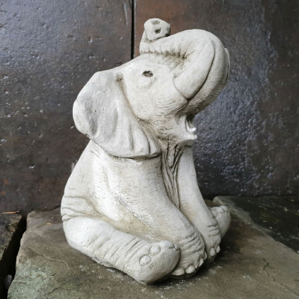 Stone Sitting Elephant Trunk up